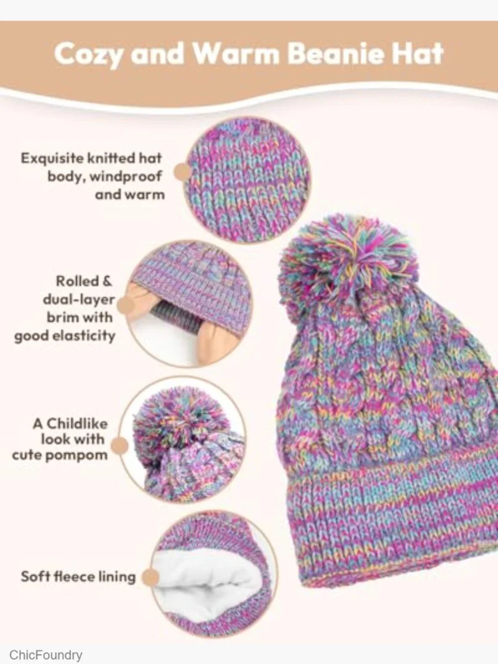 Kids Winter Hat Gloves Scarf Set, Toddler Beanie Knitted Mittens Neck Gaiter